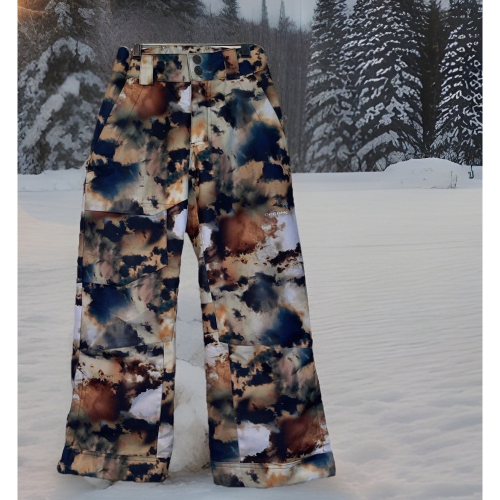 Obermeyer Ski Pants Teen S 8 Brisk Print‎ Amber Cloud Zip Pockets Sledding 45026